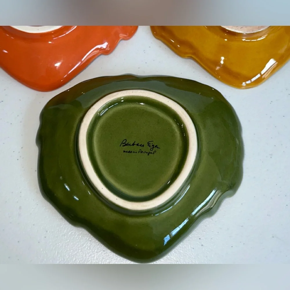 Barbara Eigen Crate & Barrel Leaf Shaped Appetizer Set of 4 Different Co…